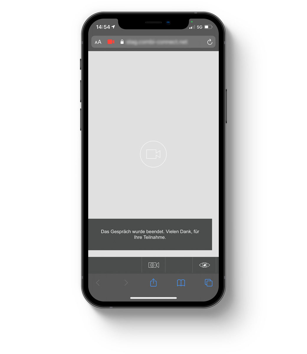 myConnect VideoCall - Video-&Uuml;bertragung am Mobiltelefon beendet