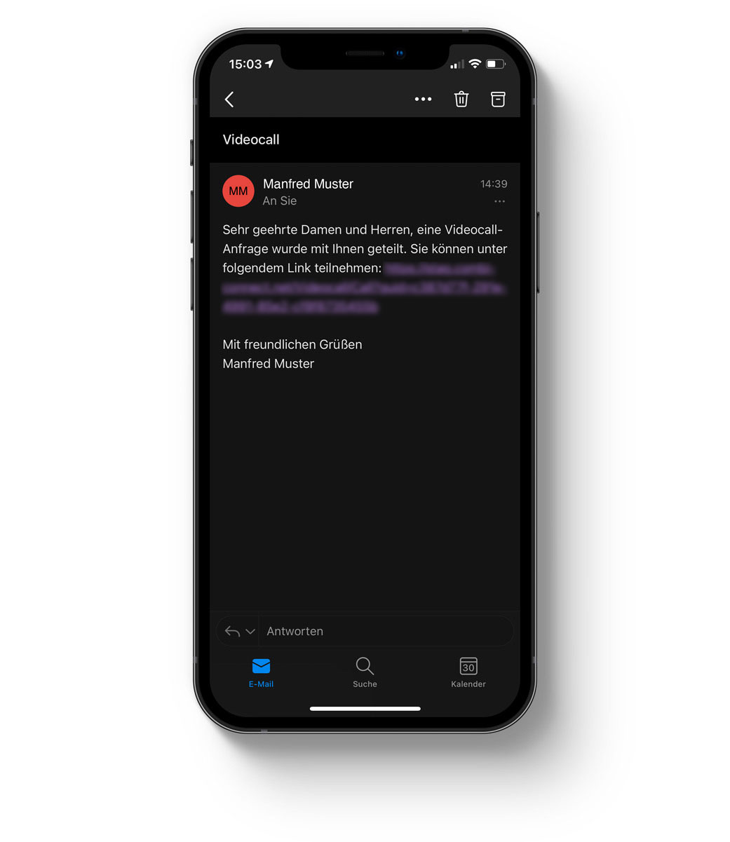 myConnect VideoCall - VideoCall auf dem Mobiltelefon starten