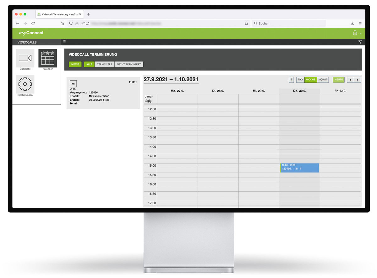 myConnect VideoCall - terminieren